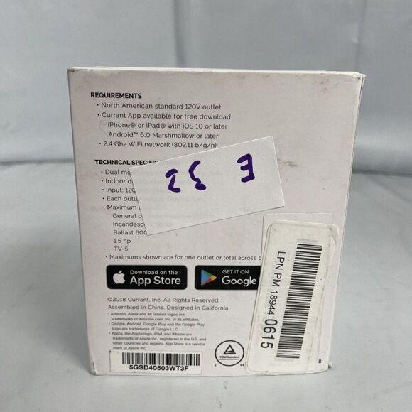 Currant WALL02 White WiFi Smart Plug Power Outlet Energy Monitoring w/ Alexa e32 - Picture 8 of 8